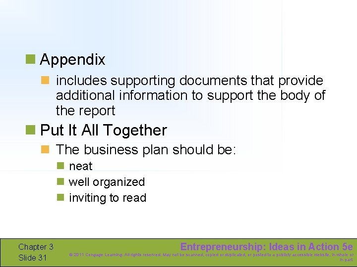 n Appendix n includes supporting documents that provide additional information to support the body