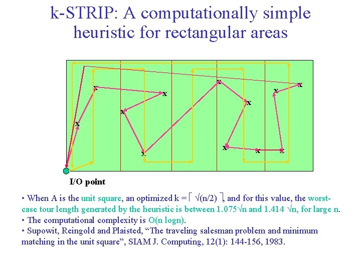 k-STRIP: A computationally simple heuristic for rectangular areas x x x I/O point •