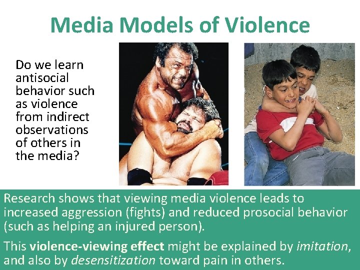 Media Models of Violence Do we learn antisocial behavior such as violence from indirect