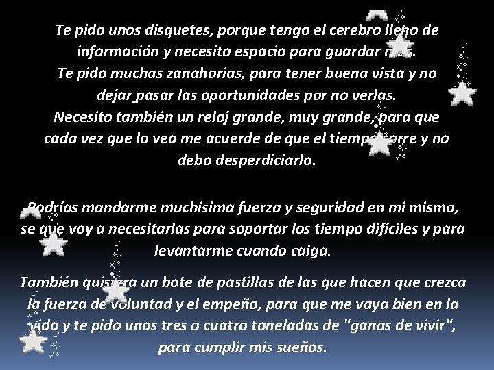 Te pido unos disquetes, porque tengo el cerebro lleno de información y necesito espacio