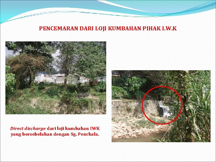 PENCEMARAN DARI LOJI KUMBAHAN PIHAK I. W. K Direct discharge dari loji kumbahan IWK