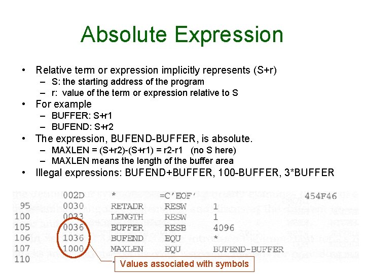 Absolute Expression • Relative term or expression implicitly represents (S+r) – S: the starting