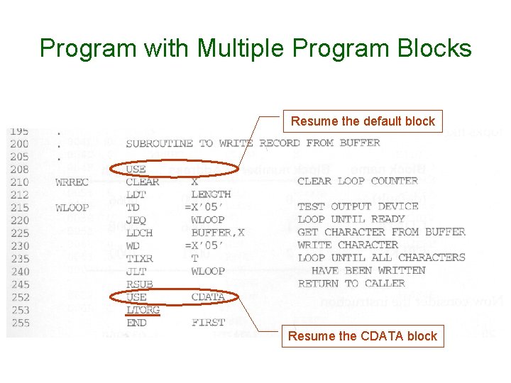 Program with Multiple Program Blocks Resume the default block Resume the CDATA block 