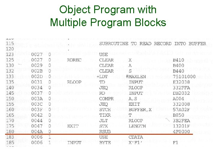 Object Program with Multiple Program Blocks Object Program with Multiple Program Blocks