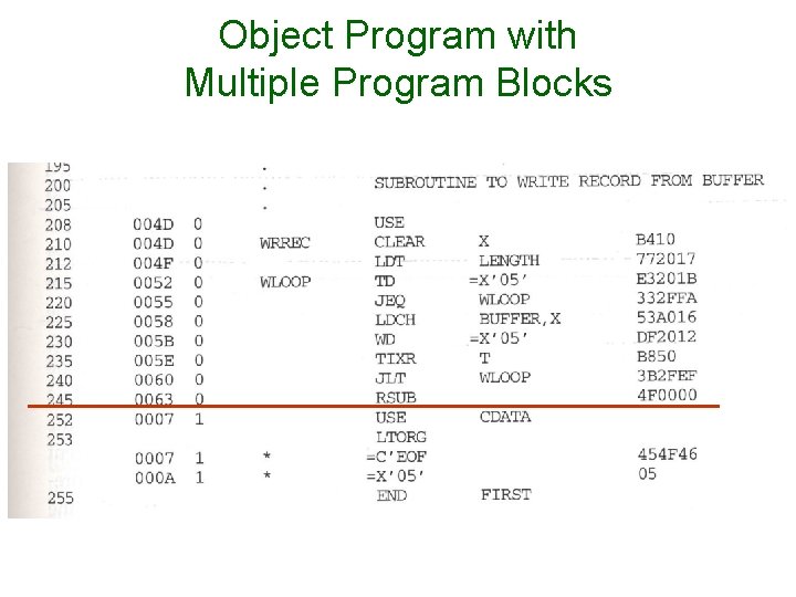 Object Program with Multiple Program Blocks Object Program with Multiple Program Blocks