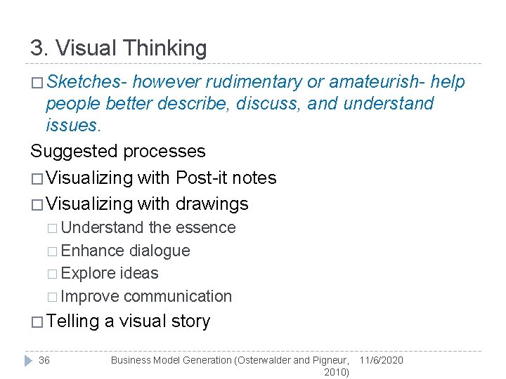 3. Visual Thinking � Sketches- however rudimentary or amateurish- help people better describe, discuss,