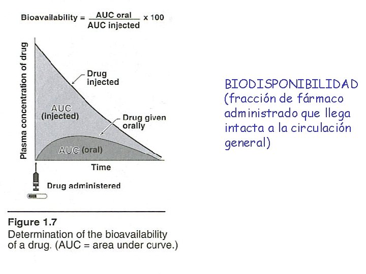 BIODISPONIBILIDAD (fracción de fármaco administrado que llega intacta a la circulación general) 