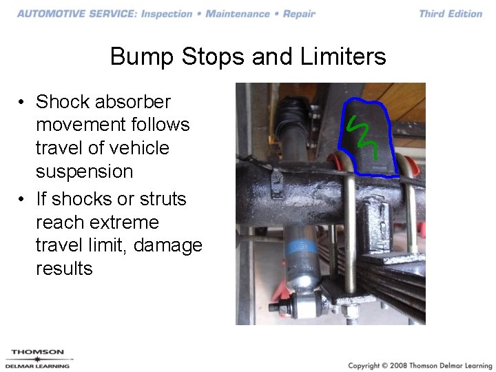 Bump Stops and Limiters • Shock absorber movement follows travel of vehicle suspension •