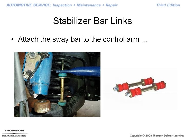 Stabilizer Bar Links • Attach the sway bar to the control arm … 