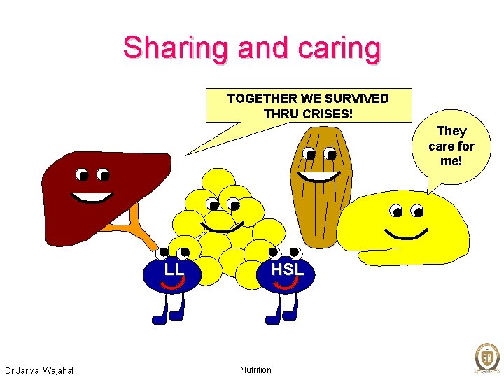 Sharing and caring TOGETHER WE SURVIVED THRU CRISES! They care for me! LL Dr