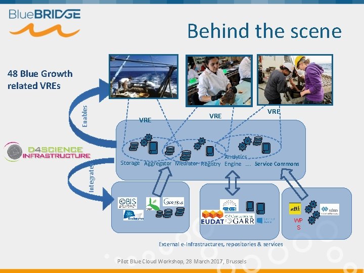 Behind the scene Integrates Enables 48 Blue Growth related VREs VRE VRE Analytics Storage