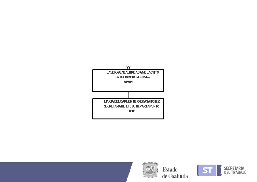 JAVIER GUADALUPE ADAME JACINTO AUXILIAR PROYECTISTA MM 01 MARIA DELCARMEN HERRERASANCHEZ SECRETARIADEJEFEDEDEPARTAMENTO TE 03