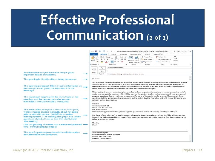 Effective Professional Communication (2 of 2) Copyright © 2017 Pearson Education, Inc. Chapter 1