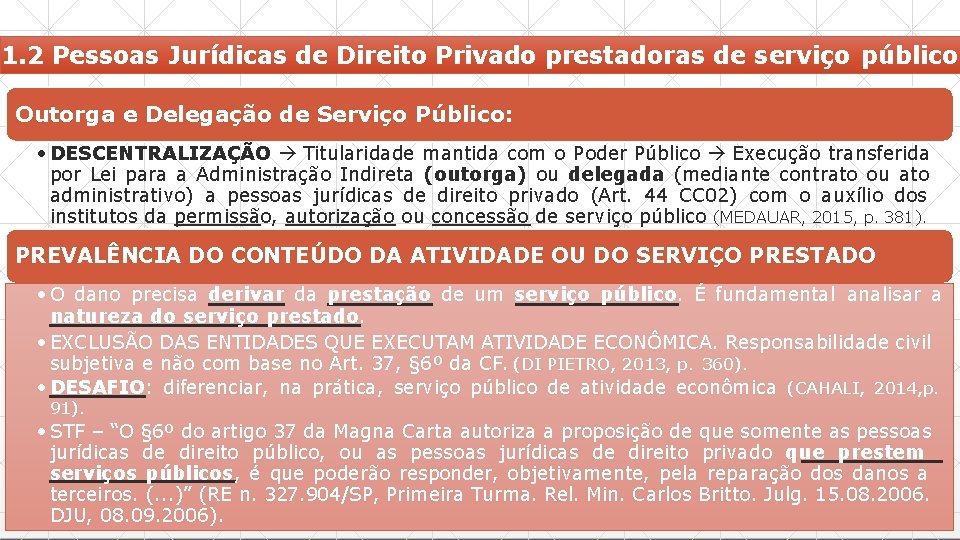 1. 2 Pessoas Jurídicas de Direito Privado prestadoras de serviço público Outorga e Delegação