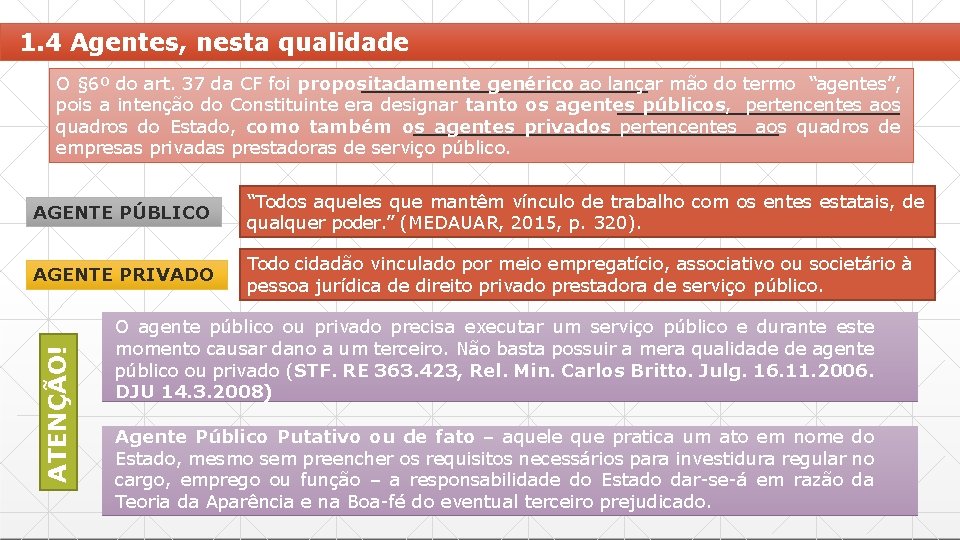 1. 4 Agentes, nesta qualidade O § 6º do art. 37 da CF foi