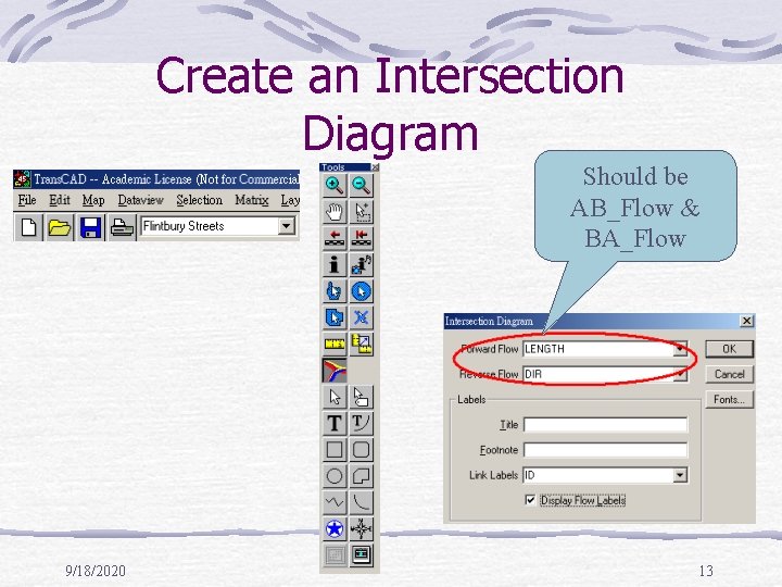 Create an Intersection Diagram Should be AB_Flow & BA_Flow 9/18/2020 13 