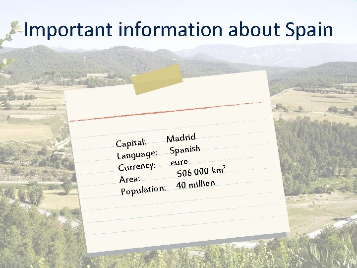 Important information about Spain adrid M : l a t i p Ca Spanish