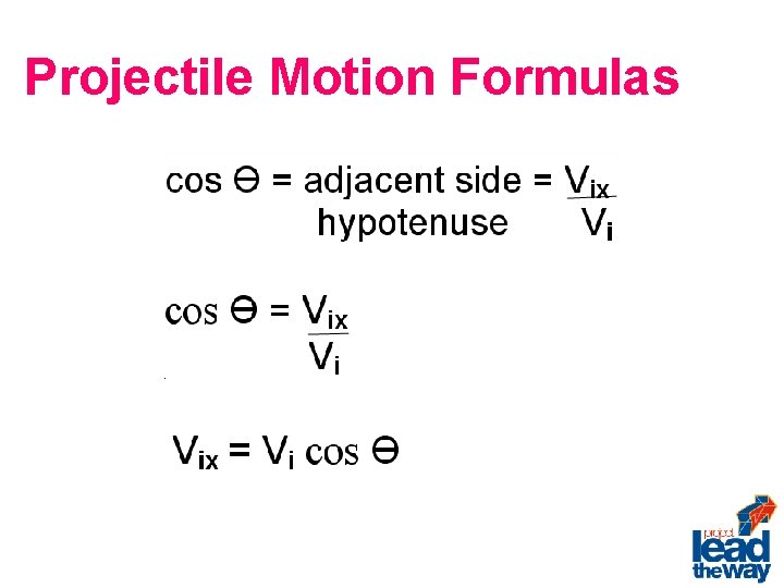 Projectile Motion Formulas 