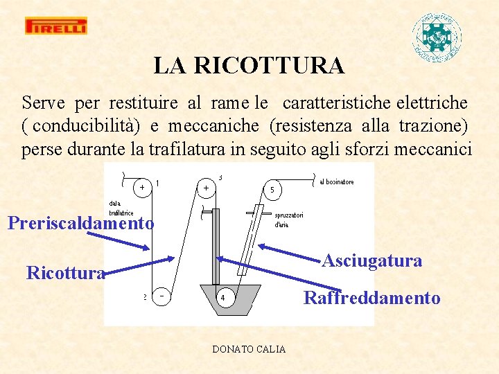LA RICOTTURA Serve per restituire al rame le caratteristiche elettriche ( conducibilità) e meccaniche