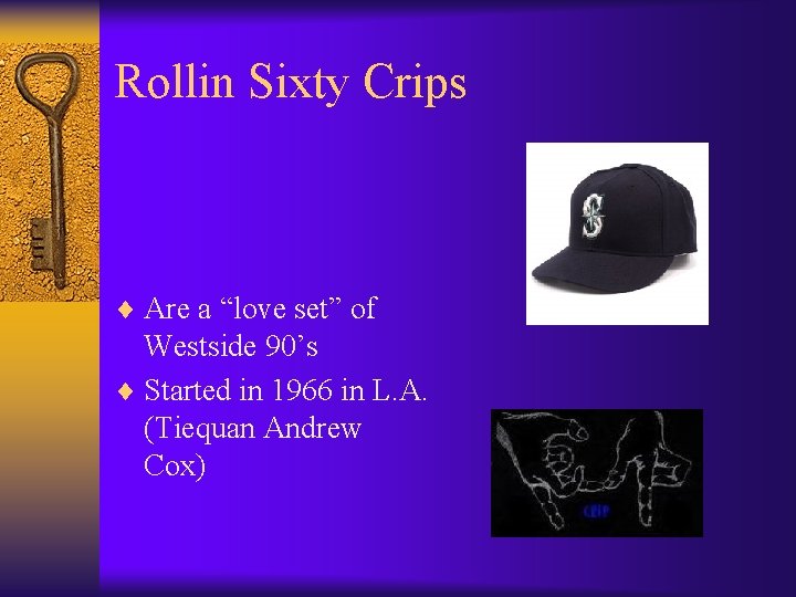 Rollin Sixty Crips ¨ Are a “love set” of Westside 90’s ¨ Started in