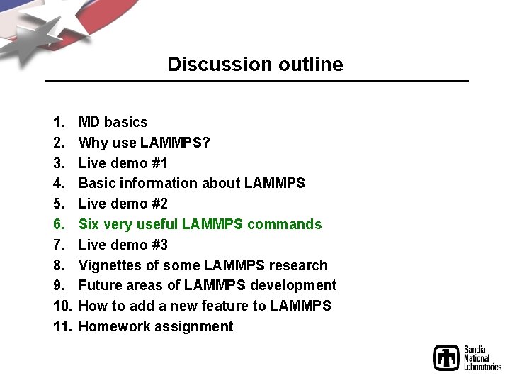 Discussion outline 1. 2. 3. 4. 5. 6. 7. 8. 9. 10. 11. MD