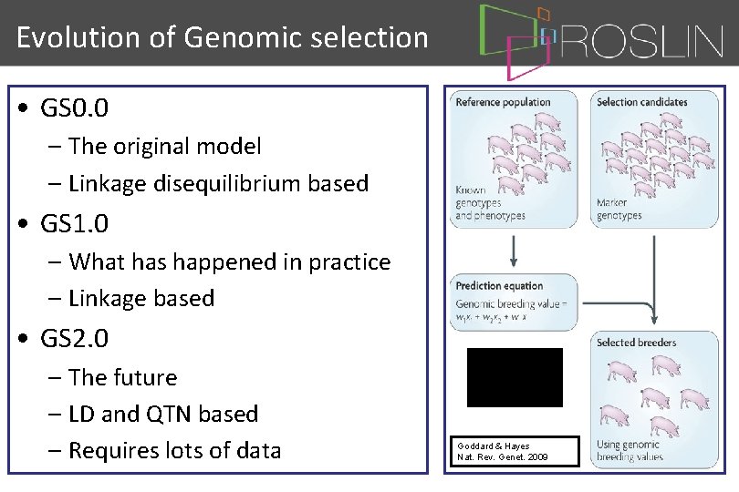 Evolution of Genomic selection • GS 0. 0 – The original model – Linkage