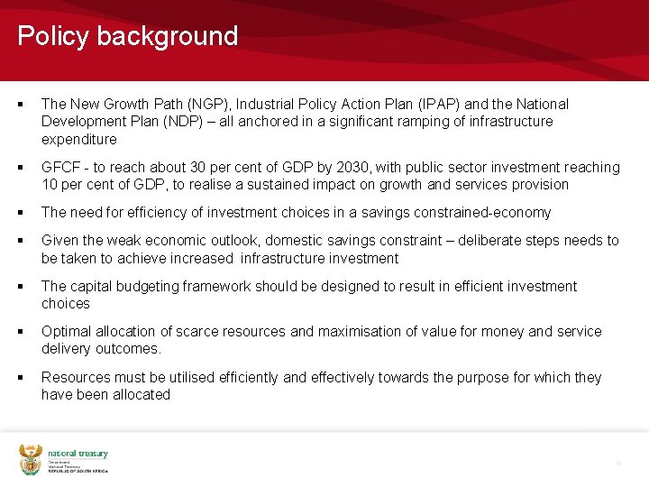 Policy background § The New Growth Path (NGP), Industrial Policy Action Plan (IPAP) and