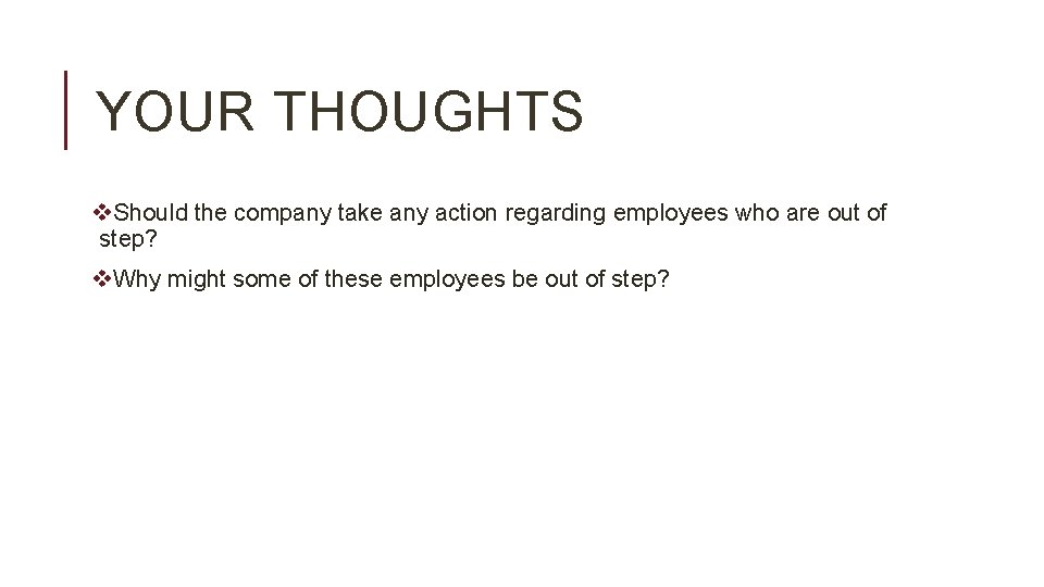 YOUR THOUGHTS v. Should the company take any action regarding employees who are out