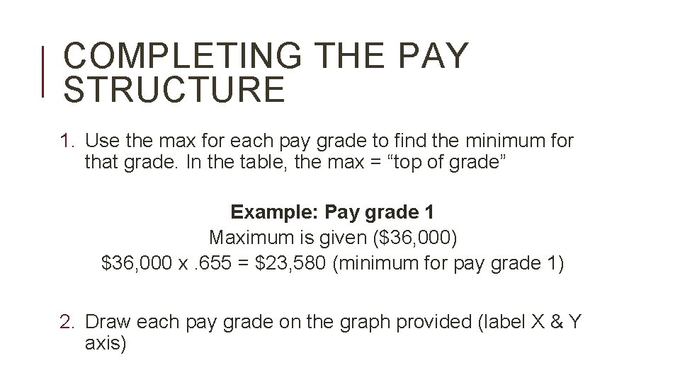 COMPLETING THE PAY STRUCTURE 1. Use the max for each pay grade to find