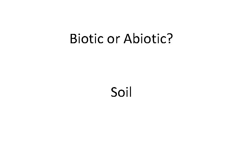 Biotic or Abiotic? Soil 