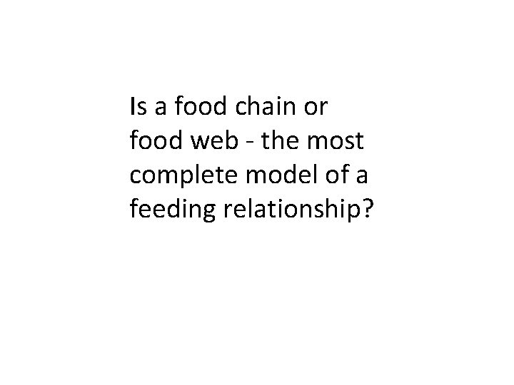 Is a food chain or food web - the most complete model of a