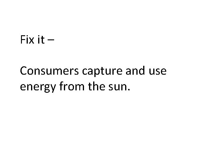 Fix it – Consumers capture and use energy from the sun. 