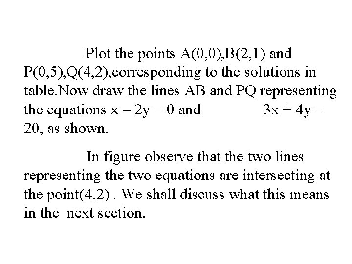 Plot the points A(0, 0), B(2, 1) and P(0, 5), Q(4, 2), corresponding to Plot the points A(0, 0), B(2, 1) and P(0, 5), Q(4, 2), corresponding to