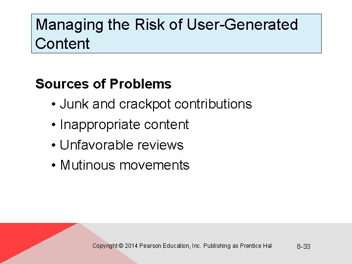 Managing the Risk of User-Generated Content Sources of Problems • Junk and crackpot contributions