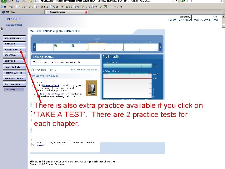 There is also extra practice available if you click on ‘TAKE A TEST’. There