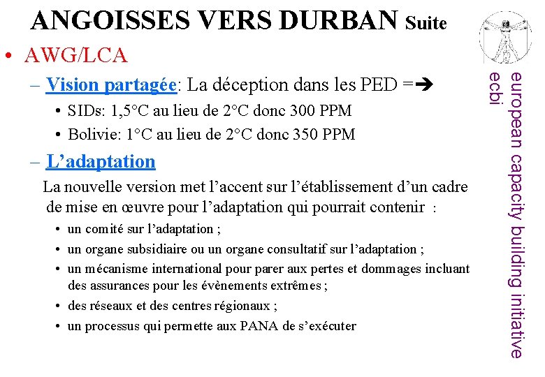 ANGOISSES VERS DURBAN Suite • AWG/LCA • SIDs: 1, 5°C au lieu de 2°C