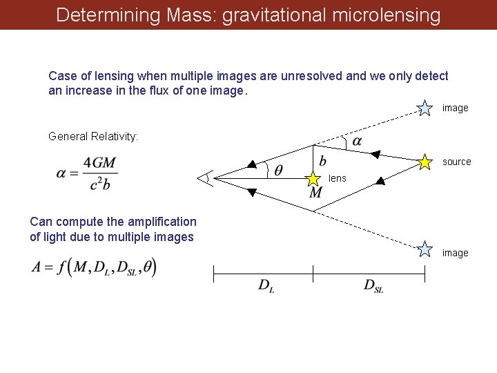 Determining Mass: gravitational microlensing Case of lensing when multiple images are unresolved and we