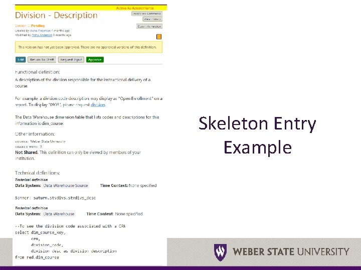 Skeleton Entry Example 