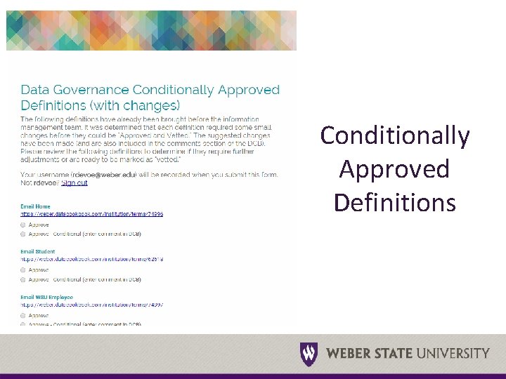 Conditionally Approved Definitions 