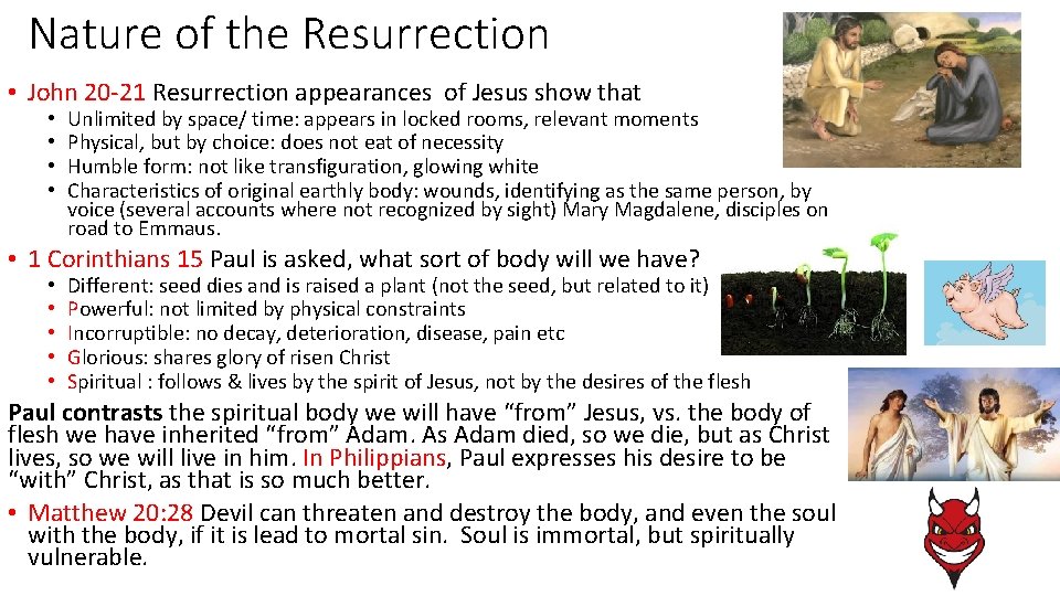 Nature of the Resurrection • John 20 -21 Resurrection appearances of Jesus show that