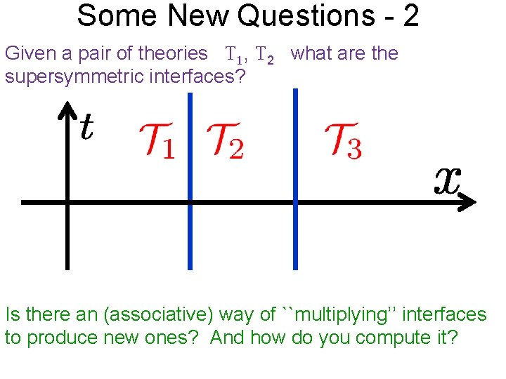 Some New Questions - 2 Given a pair of theories T 1 , T