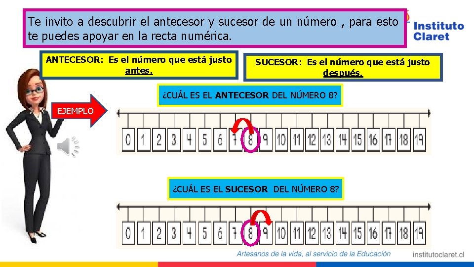 Te invito a descubrir el antecesor y sucesor de un número , para esto