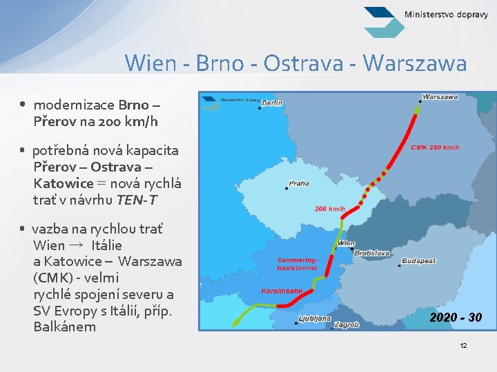 Wien - Brno - Ostrava - Warszawa • modernizace Brno – Přerov na 200