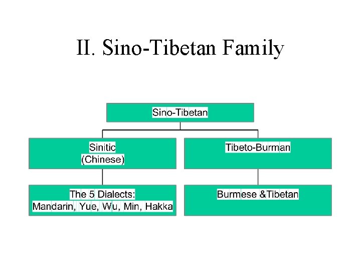 II. Sino-Tibetan Family 