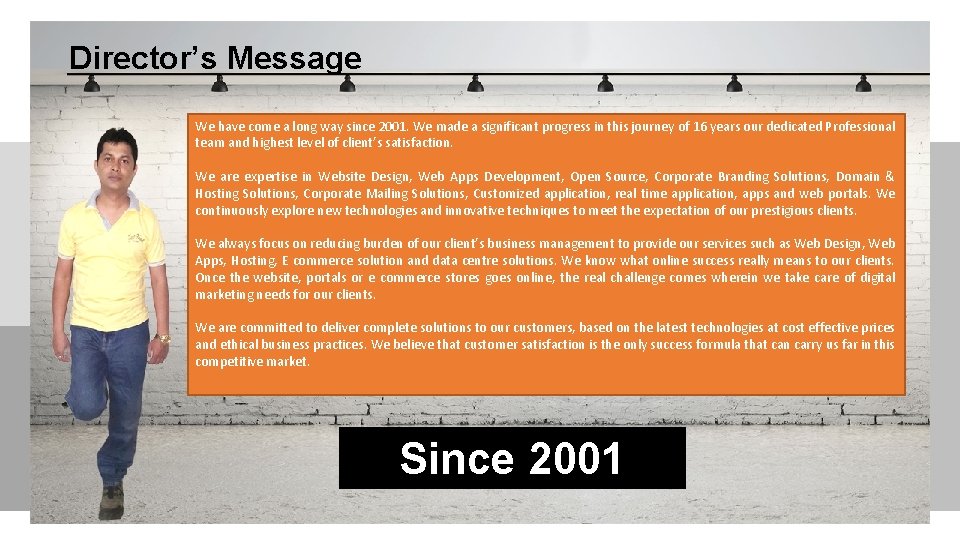 Director’s Message Our Journey Vivamus quam dolor, tempor ac gravida sit amet, porta fermentum