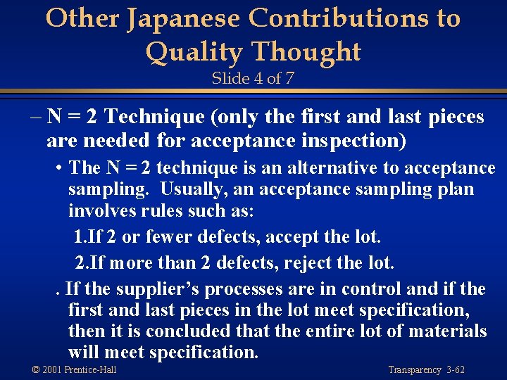 Other Japanese Contributions to Quality Thought Slide 4 of 7 – N = 2