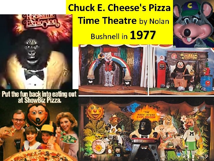 Chuck E. Cheese's Pizza Time Theatre by Nolan Bushnell in 1977 