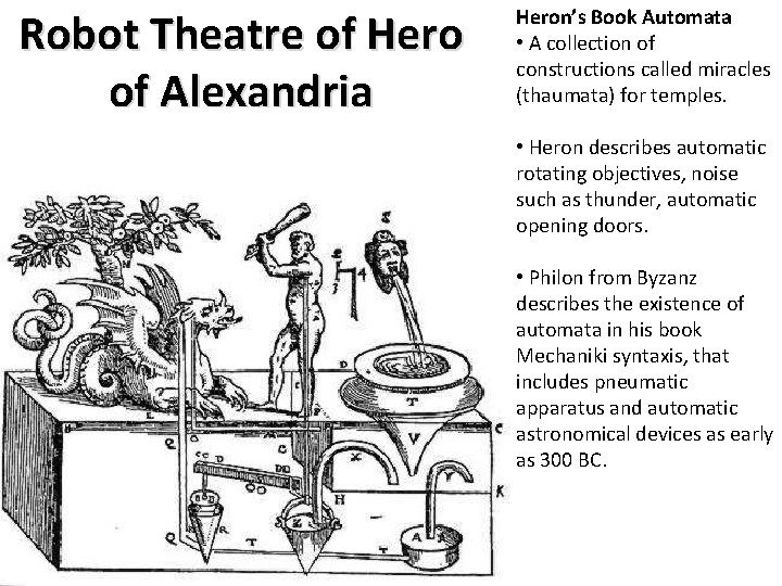 Robot Theatre of Hero of Alexandria Heron’s Book Automata • A collection of constructions