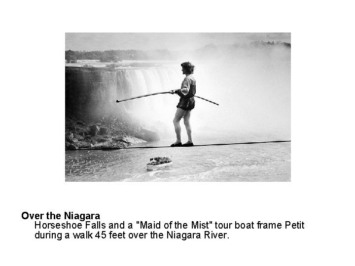 Over the Niagara Horseshoe Falls and a "Maid of the Mist" tour boat frame