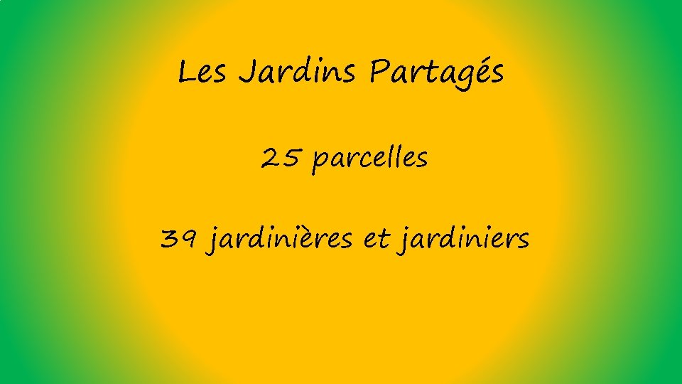 Les Jardins Partagés 25 parcelles 39 jardinières et jardiniers 
